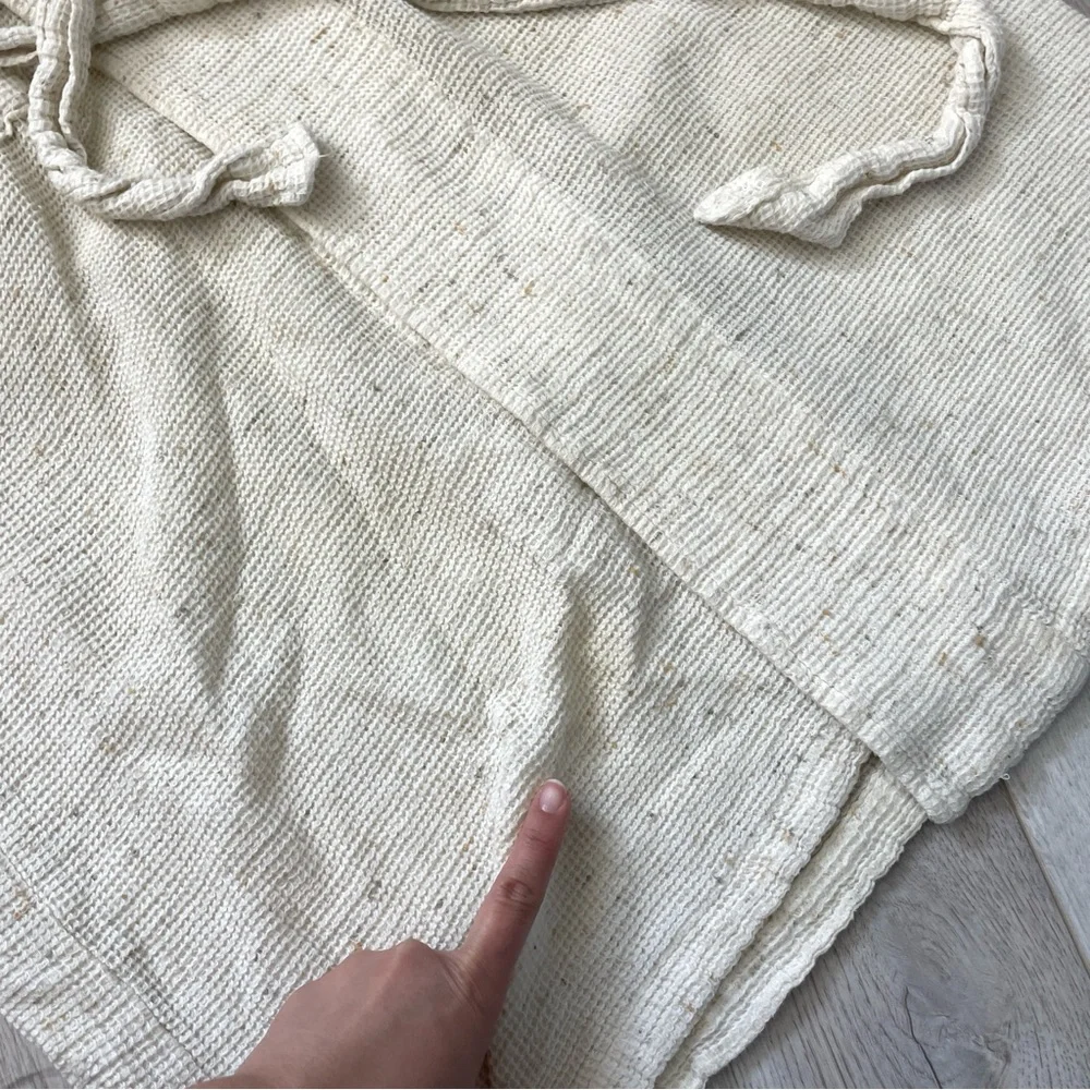 Parachute Knit Robe cotton waffle long unisex Cream (medium) natural loungewear - Picture 7 of 8